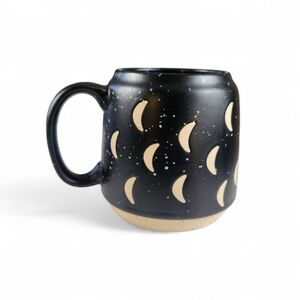 Pottery Barn Puebla Collection Crescent Moon Mug Black Stoneware Witchy